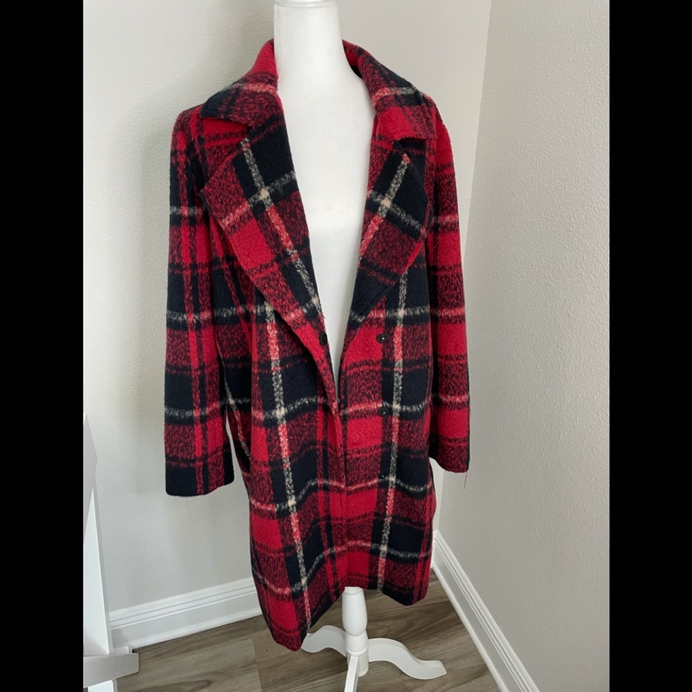 Cupcake and Cashmere Coat Plaid Red Black